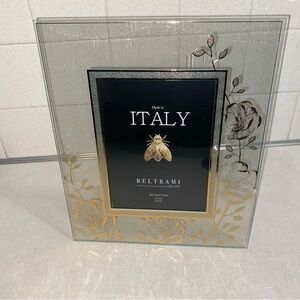 BELTRAMI PHOTO FRAME MADE IN ITALY Glass Real Silver Plated‎ Floral New *Read